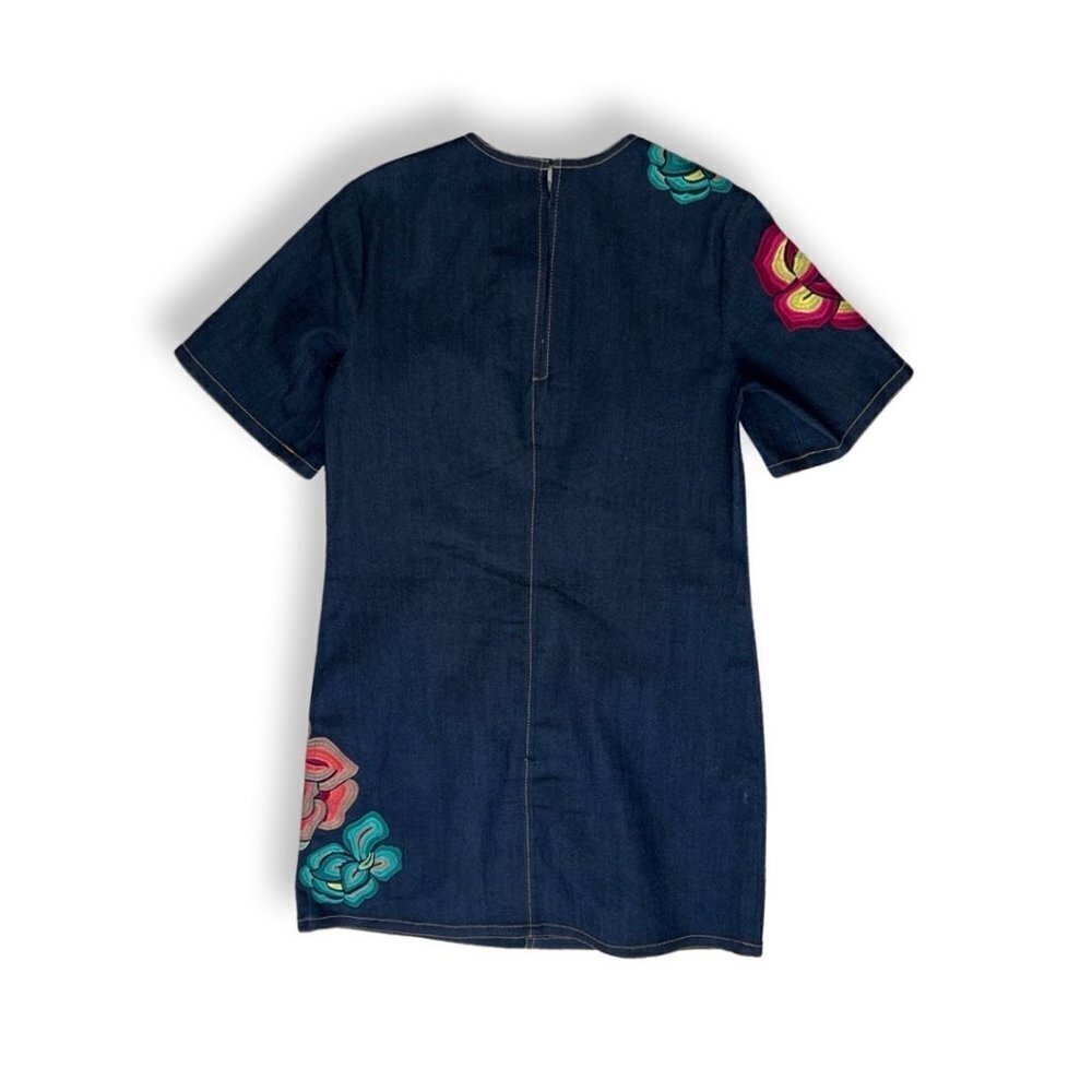 cinq a sept denim floral multicolor embroidered dress size 0 - Picture 2 of 6